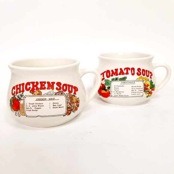 Vintage Lot - 2 Chicken and Tomato Soup Recipe Mug